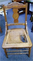 36" Wooden Chair with Caned Seat