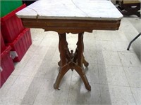 Marble Top Side Table on Casters 24"Wx17"Dx30"H