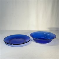 Blue Bowl and Plate Set