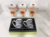 Gift Set with 2 Mugs and 3 Snowmen Mugs