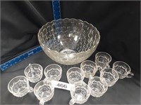 Federal Glass Co. Punchbowl w/11 Glasses
