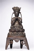 Bronze Haloed Seated Guanyin