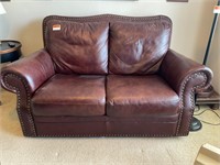 Brown Leather Loveseat Sofa