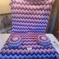 Large Crocheted Afghan with Pillows