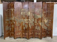 Eight Panel Chinese Folding Screen with Scene