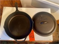 Large Lodge cast iron skillet with lid