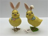 Resin Chick with Bunny Ears 2 pc Set