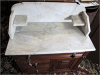 Walnut Eastlake marble top washstand