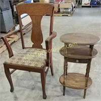 Wooden Chair & Side Table