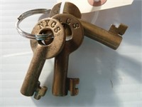 3 railroad keys marked NYCS