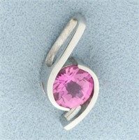 2ct Checkerboard Cut Pink Sapphire Pendant in 14k