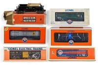 Lot: Six Lionel O Gauge Train Cars in Boxes.