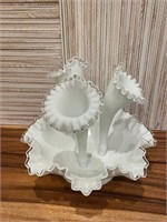 Beautiful Floral White Glass Sculpture Decor
