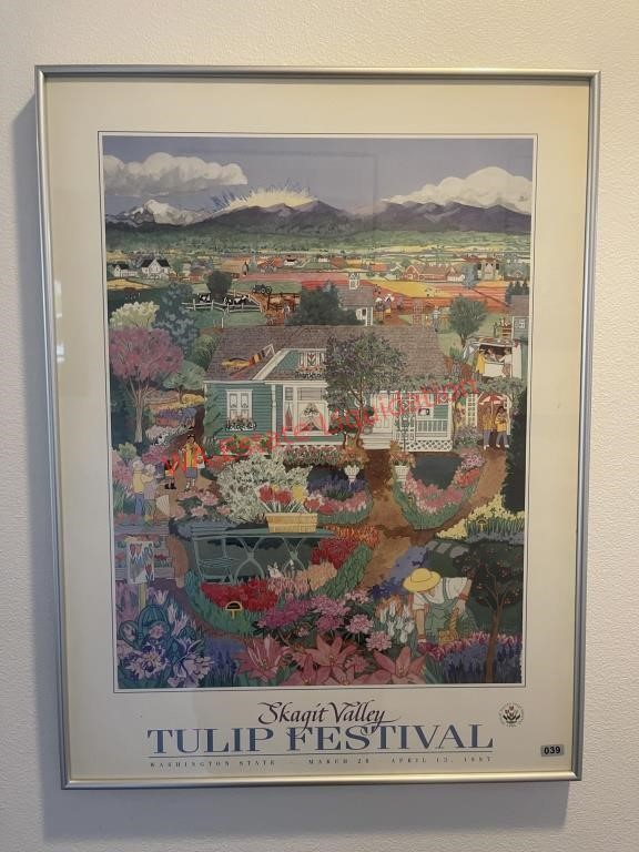 Framed 1992 Skagit Valley Tulip Festival Poster