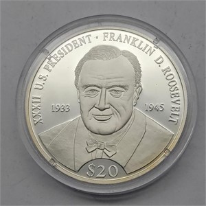 FINE SILVER FRANKLIN D. ROOSEVELT $20 COIN