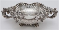 Ornate German silver pierced footed bowl