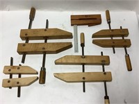 Lot of 5 Wooden Handscrew & Cam Clamps