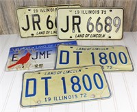 (5) Illinois License Plates