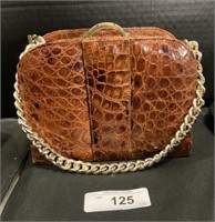 Vintage Brown Crocodile Pattern Purse.