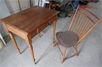 Beautiful Antque Walnut Table & Chair