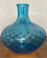 MCM Mold Blown Blue Art Glass Vase