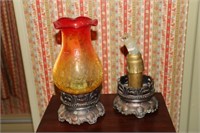 2 Mason Candlelight Co amberina crackle glass