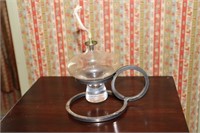 Kerosene glass finger lamp with metal holder