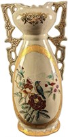 Vintage Style Baum Bros Floral & Bird Vase Repro