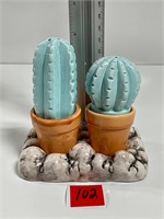 Ceramic Cactus on Rock Style Base