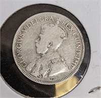 1934 Canadian Silver 25-Cent Quarter Coin