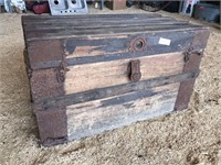 WOODEN TRUNK WITH METAL STRIPS/HARDWARE