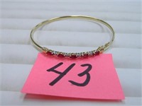 14kt Yellow Gold Diamond and Ruby Bangle Bracelet,