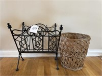 Metal Magazine Rack and Basket