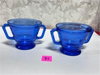 Vtg Hazel Atlas Cobalt Blue Cups 2pcs