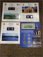 3 US Quarter State Commemorative Sheets With Stamp