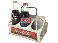 Metal Coca Cola Bottle Carrier, 2 Unopened Bottles