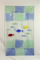 Glass Serving Tray with Fishes