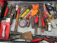 flat of various tools (body hammer-50ft tape-etc)