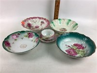 German ceramic Bowls with floral patterns and