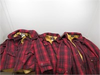 (3) Vintage Woolrich plaid wool hunting coats –