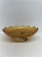 Footed carnival glass bowl