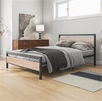 BOFENG Full Size Bed Frame with Wood headboard