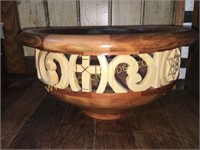 Beautiful large open cut handturned bowl