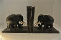 Ebony w/Ivory Inlay Elephant Bookends