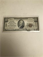 1929 Washington Pennsylvania $10 National Currency