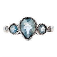 3/4 Carat Aquamarine & Diamond Ring SS