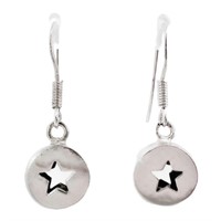 Cut Out Star Dangle Earrings Sterling Silver