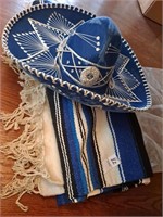 Mexican hat, blue blanket