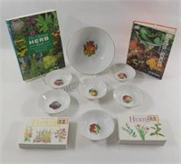 Bone China Bavia Fruit Set & Herb Books