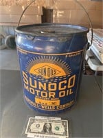 Early Sunoco motor oil 5 gallon advertising can